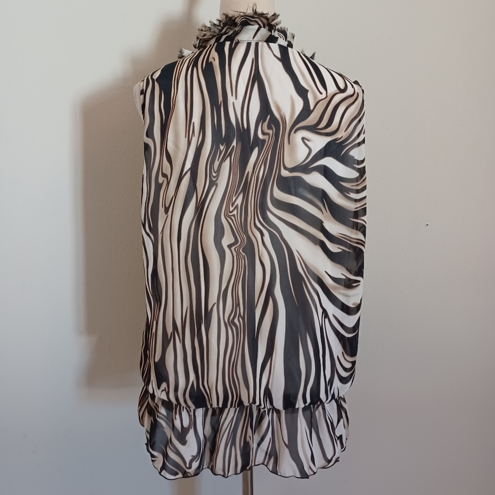 Quintessential Brown Abstract Sleeveless Blouse Tunic Top Size XL - Picture 2 of 9